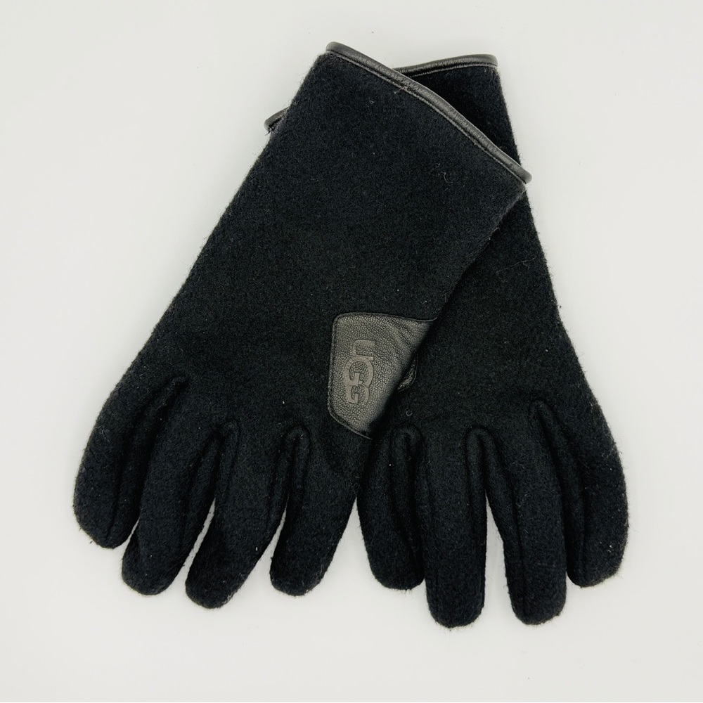 UGG Black Wool / Fleece & Leather Winter Gloves - Large